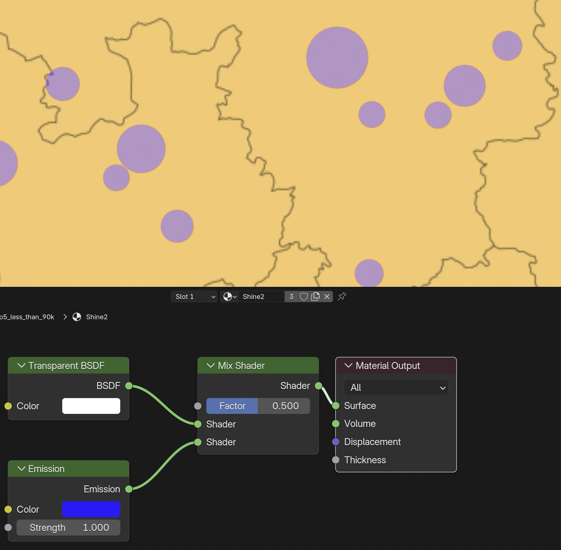 Circle material with transparency and emission