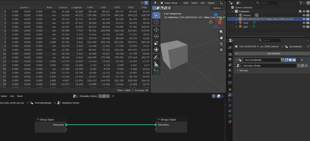 CSV imported into Blender