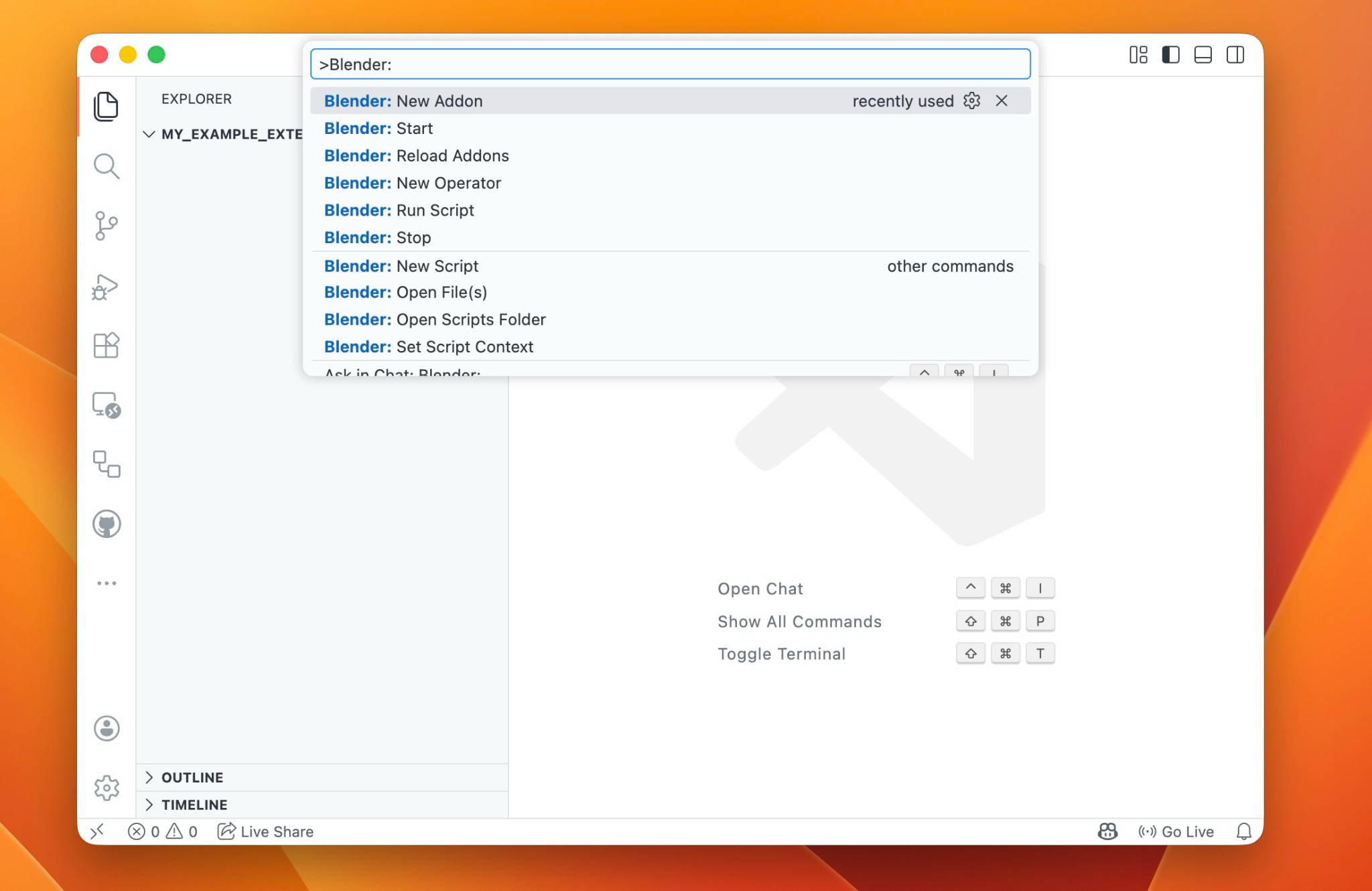 Blender New Addon command in VS Code